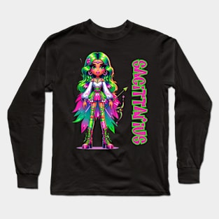 Sagittarius Szn Dollz Zodiac Birthday Baddie Y2K Anime Long Sleeve T-Shirt